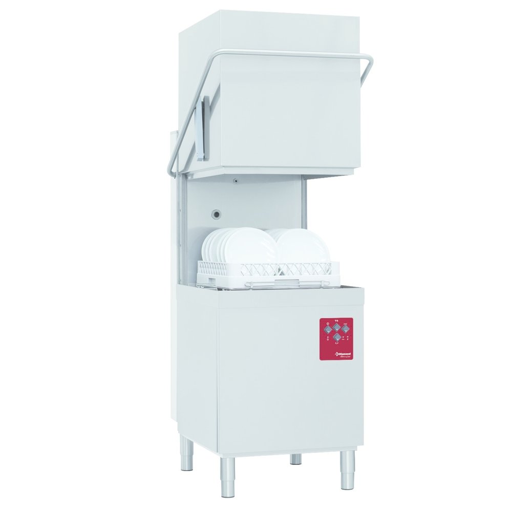 Diamond Doorschuifvaatwasser | Met Inlooptafel + Uitlooptafel + Spoeldouchekraan | 500x500mm Mand | 400v | 2620x740x1530/2010(h)mm