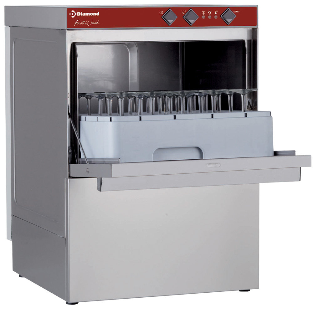 Diamond Glazenwasser | Mand 450x450mm | 230v | Naglanspomp | Ontharder | 530x560x710(h)mm