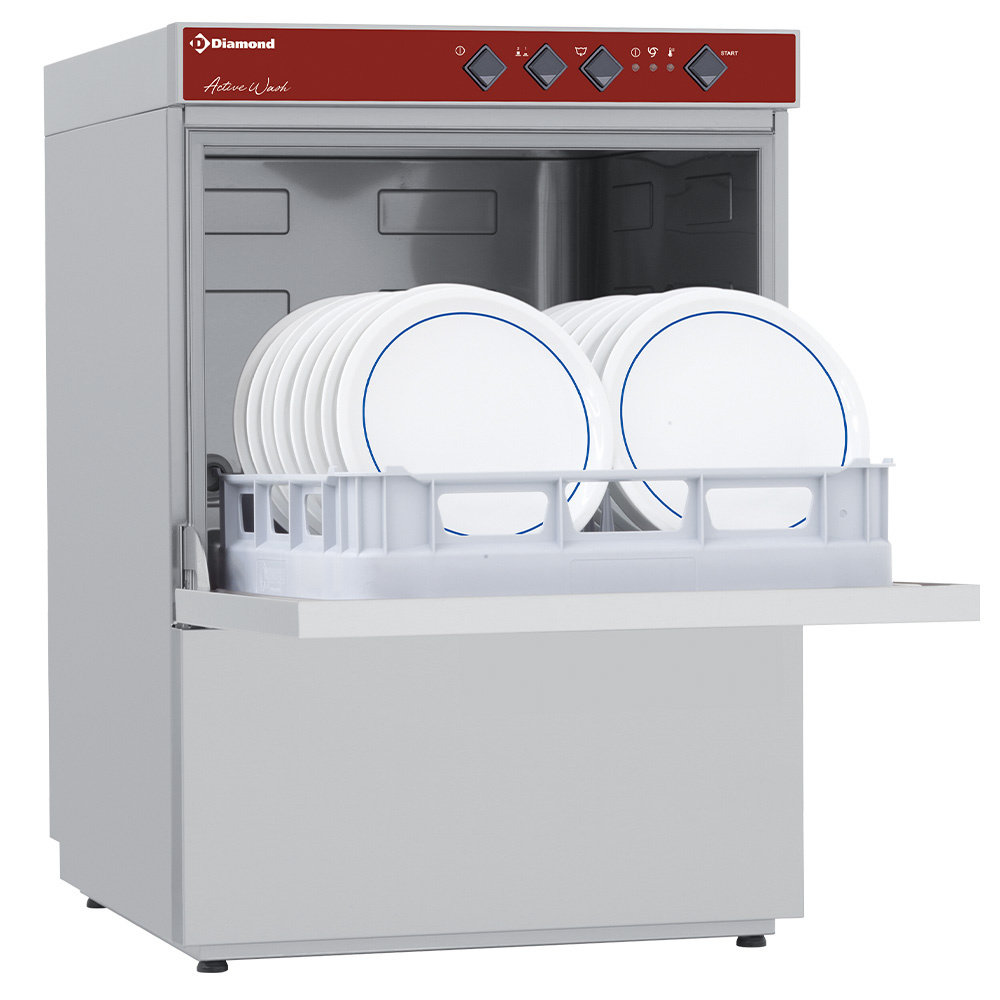 Diamond Horeca Vaatwasser + Onderstel | Mand 500x500mm | 230v | Naglanspomp | 600x630x1387(h)mm