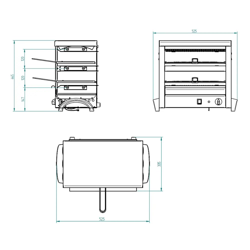 Diverso by Diamond Salamander Toaster | 2 Niveaus | Elektrisch (quartz Infrarood) | 2.7kw (230v) | Incl. 6 Tostiklemmen | 525x305x445(h)mm