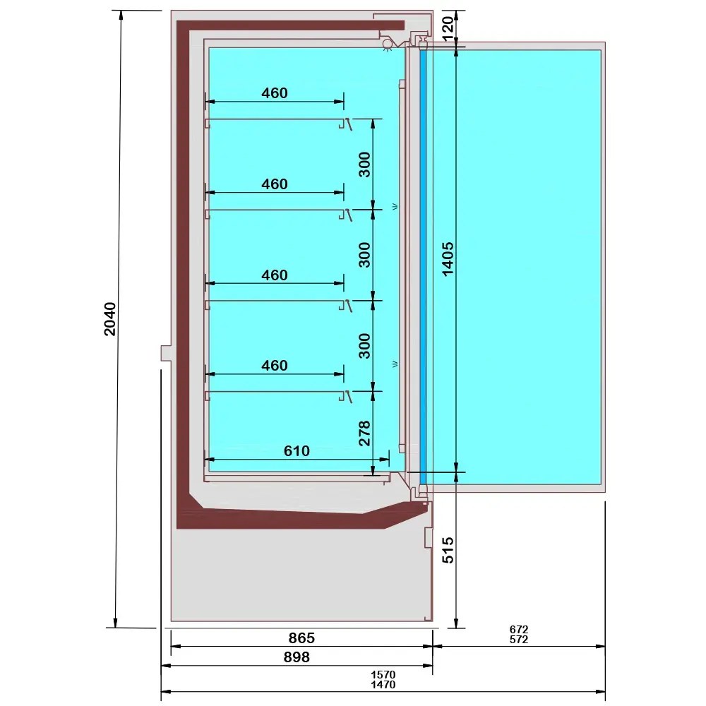 Diamond Wandvriezer | Como Line | Zwart | -15°c/-18°c | Statisch + Ventilator | Draaideuren | 1550x898x2040(h)mm