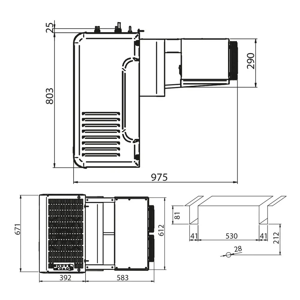 Diamond Hang-wandunit | 9.1-18.2m³ | -15°c/-25°c | 1.3kw (400v) | 670x975x828(h)mm