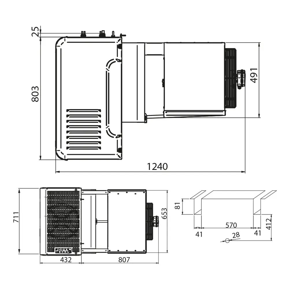 Diamond Hang-wandunit | 15.8-29.6m³ | -15°c/-25°c | 1.8kw (400v) | 710x1254x828(h)mm