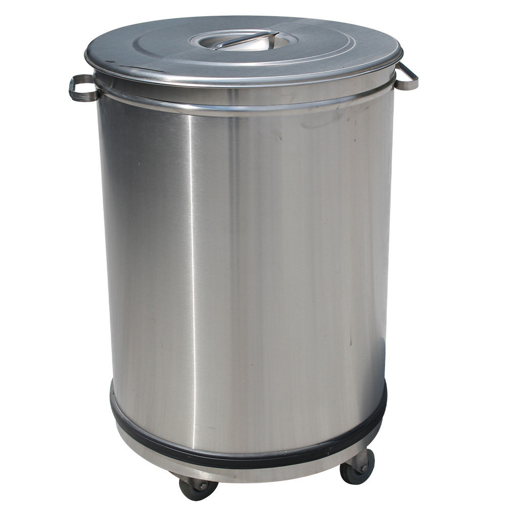 Diamond Pedaalemmer | Rvs (geborsteld) | 95l | Klapdeksel | Wielen | ø460x700(h)mm