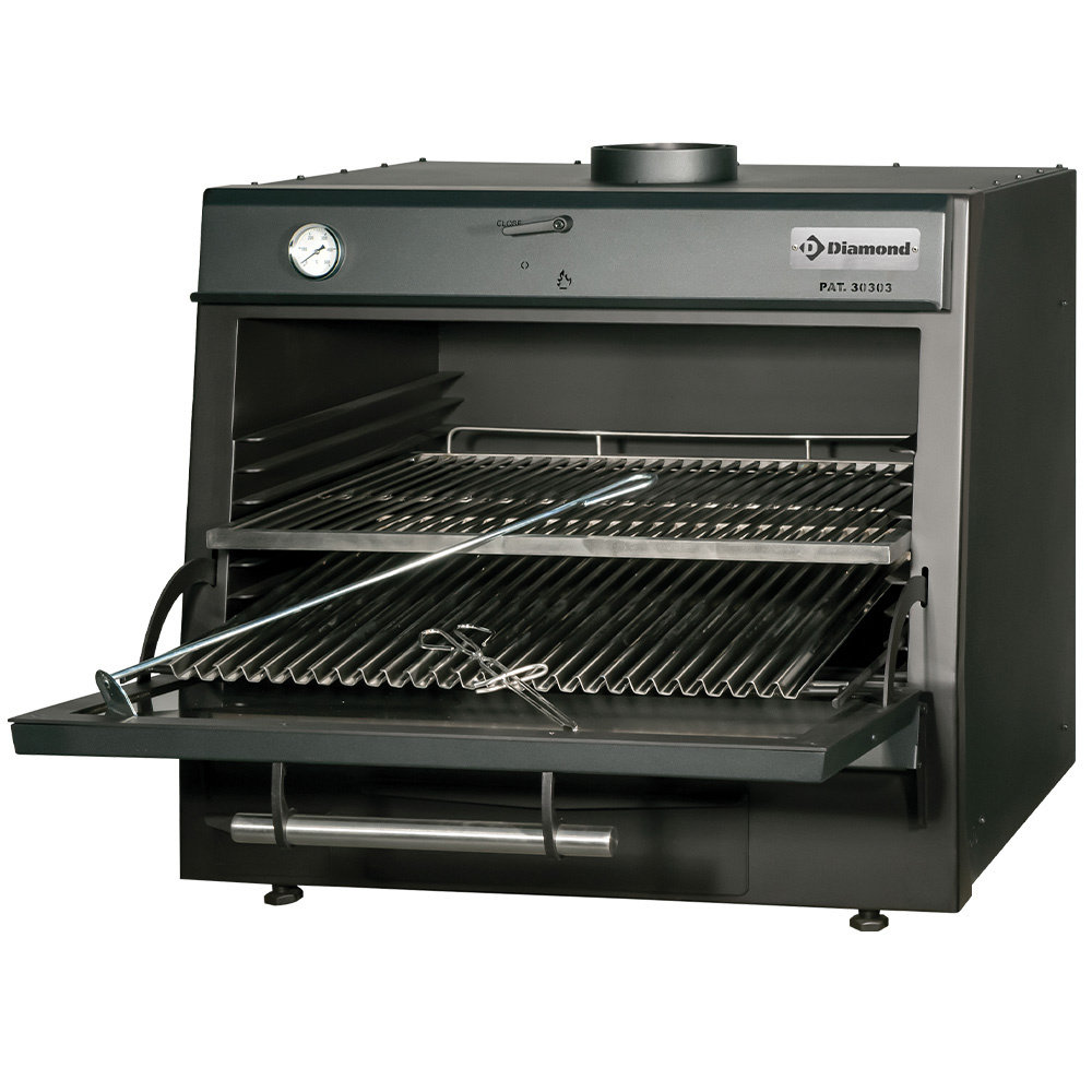 Diamond Houtskooloven-bbq | Rvs | 75kg/u | GN 1/1 - GN 2/4 | 800x675x690(h)mm