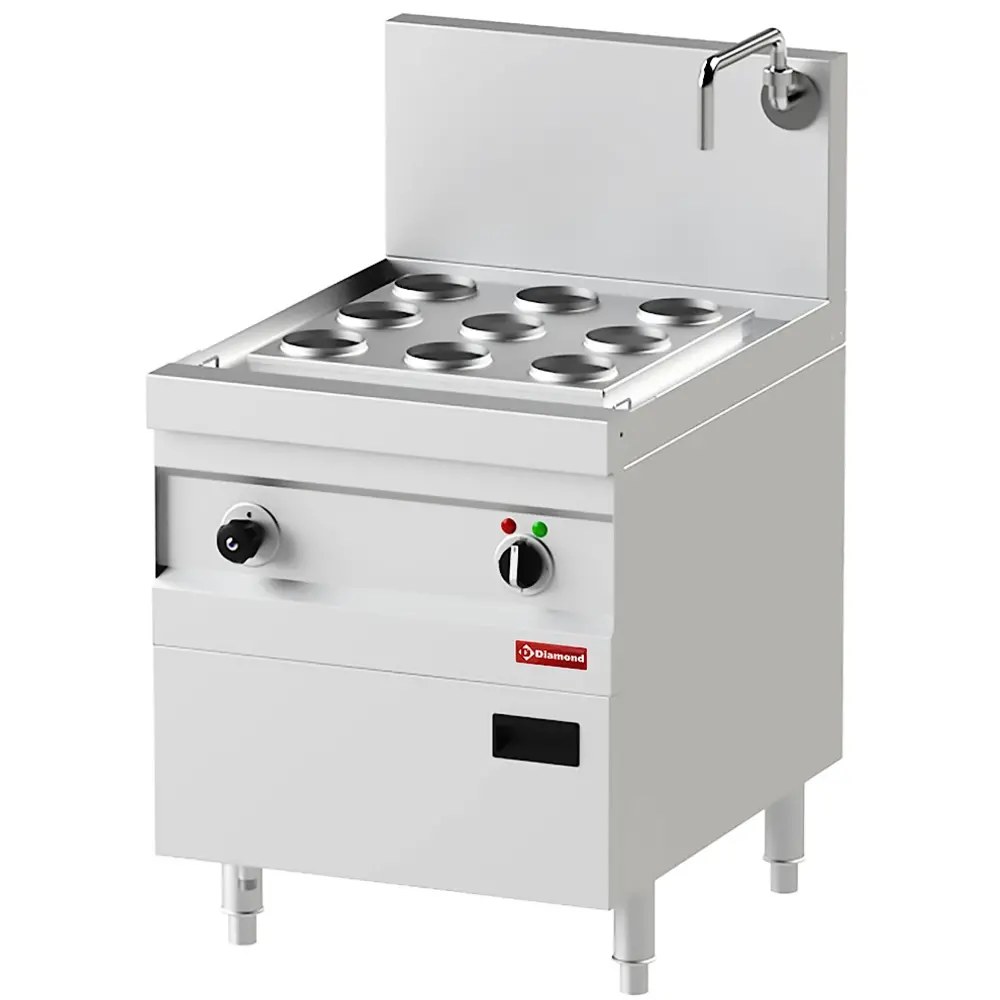 Diamond Dumpling-/dim Sum Stomer | Vapor Line | Elektrisch | 9x ø150mm | 30°c/110°c | 12kw (400v) | Vulkraan + Aftapkraan | 600x750x750/1050(h)mm