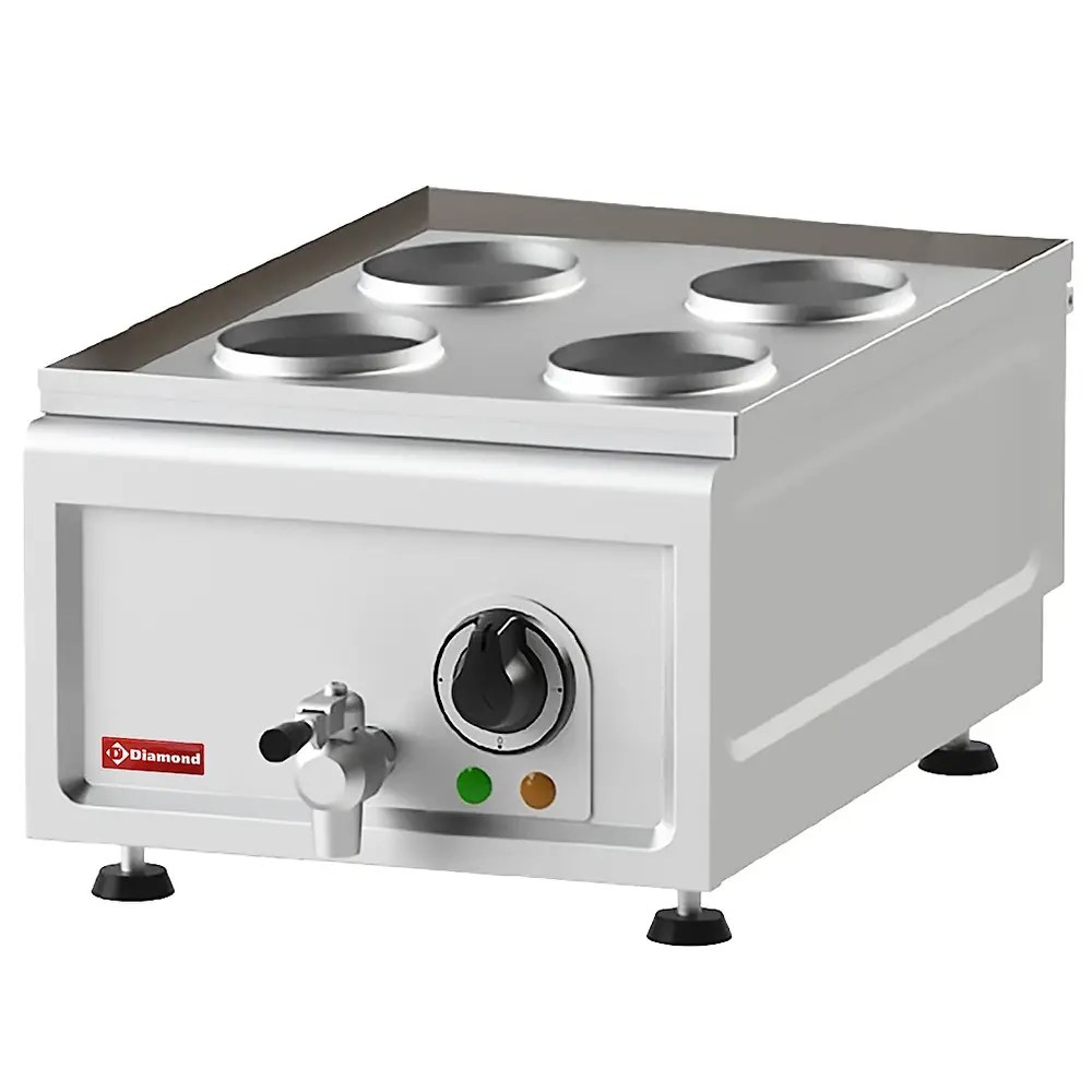 Diamond Dumpling-/dim Sum Stomer | Vapor Line | Elektrisch | 4x ø150mm | 30°c/110°c | 6W (400v) | Aftapkraan | 380x600x260(h)mm