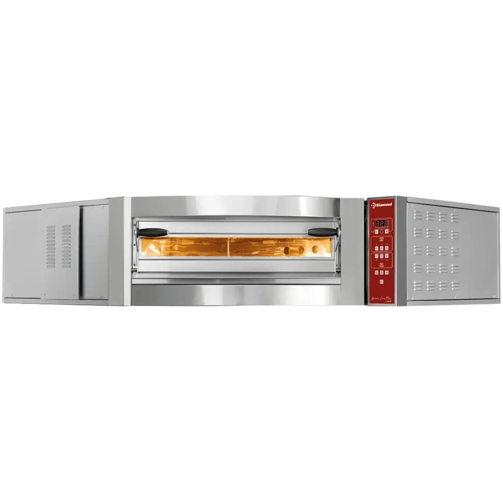 Diamond Hoek-pizzaoven | Elektrisch | 8x ø35cm | ≤400°c | 11.8kw (230v) | Stapelbaar | 1445x1639x430(h)mm