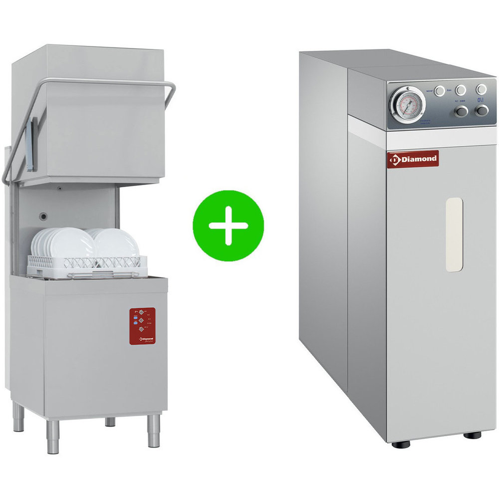 Diamond Doorschuifvaatwasser + Osmose Unit | Mand 500x500mm | Naglanspomp | Breaktank | 710x800x1530/2010(h)mm