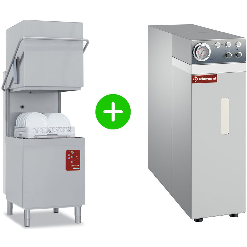 Diamond Doorschuifvaatwasser + Osmose Unit | Ontsmetting | Mand 500x500mm | Afvoerpomp | Zeeppomp | Naglanspomp | Breaktank | 710x800x1530/2010(h)mm