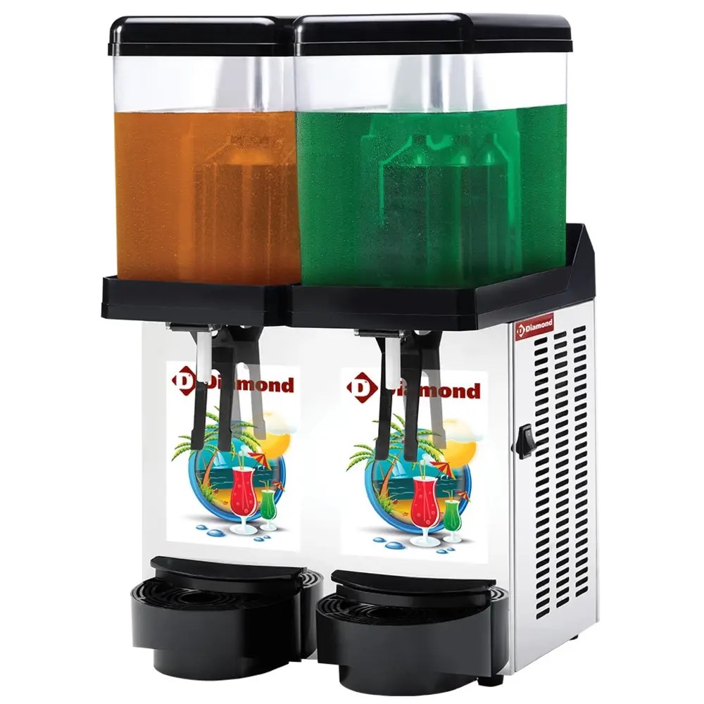 Diamond Gekoelde Drankendispenser | Zwart/rvs | 2x 12l | +2°c/+8°c | 400x400x650(h)mm