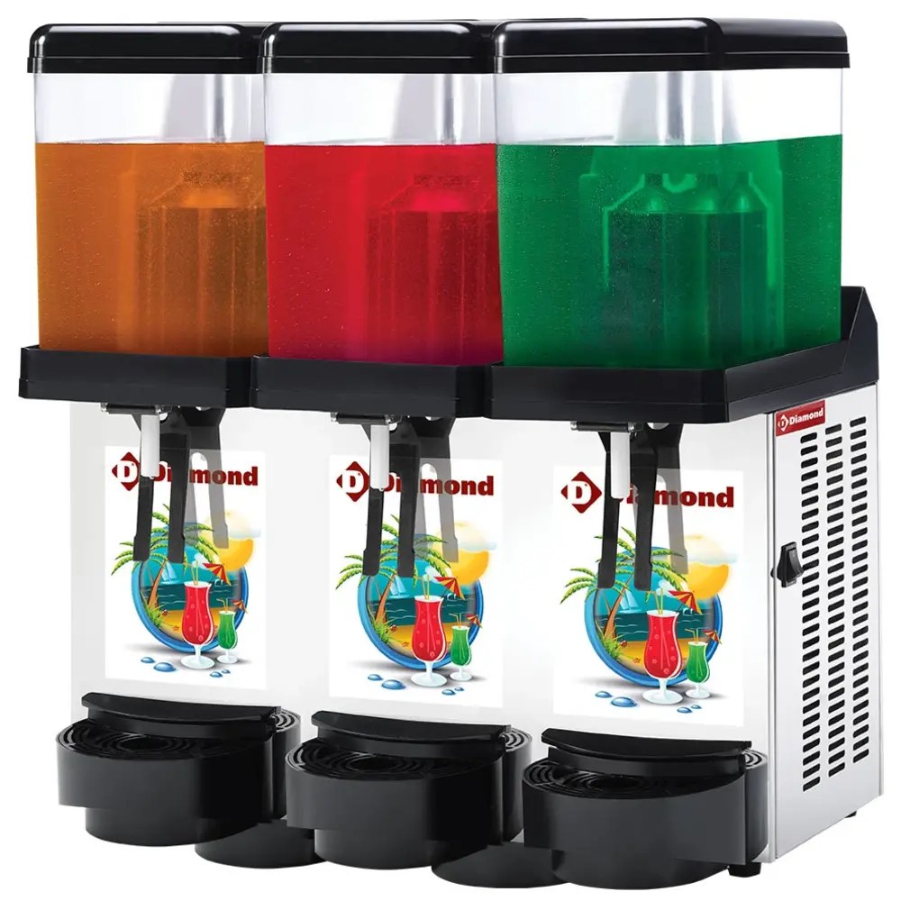 Diamond Gekoelde Drankendispenser | Zwart/rvs | 3x 12l | +2°c/+8°c | 600x400x650(h)mm