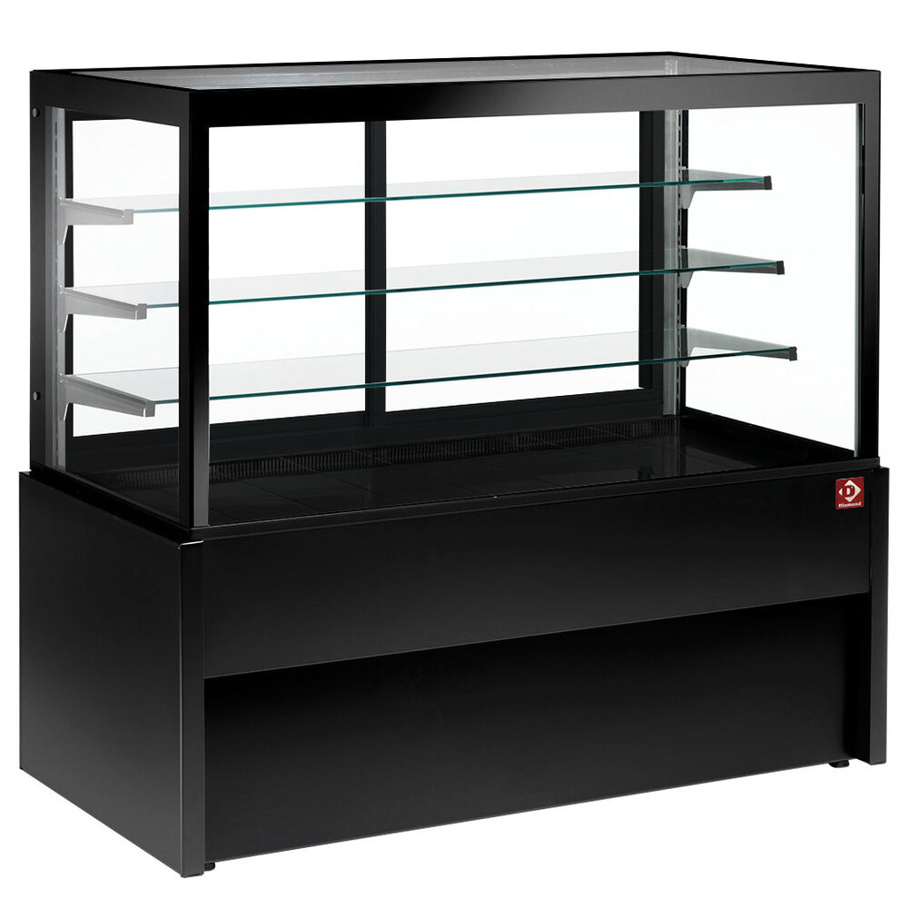 Diamond Neutrale Vitrine | Zwart | 4 Niveaus | Schuifdeuren | 1000x780x1380(h)mm