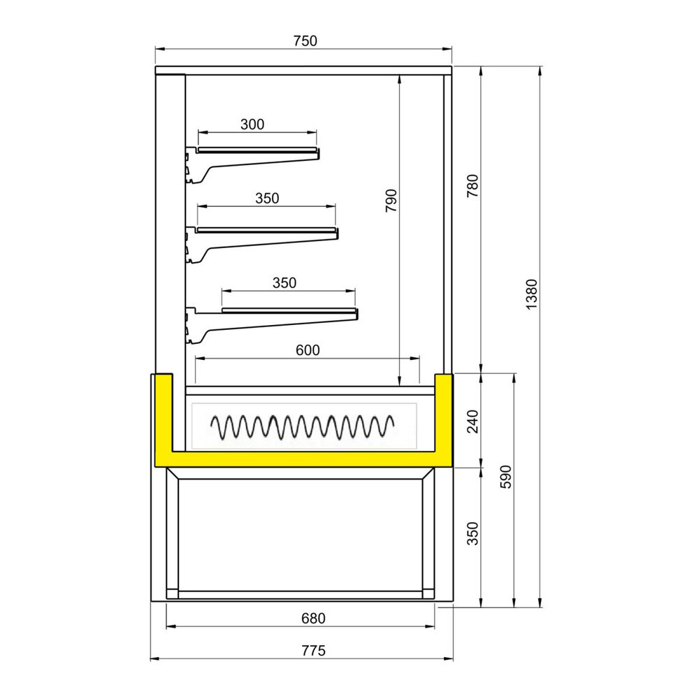 Diamond Neutrale Vitrine | Zwart | 4 Niveaus | Schuifdeuren | 1000x780x1380(h)mm