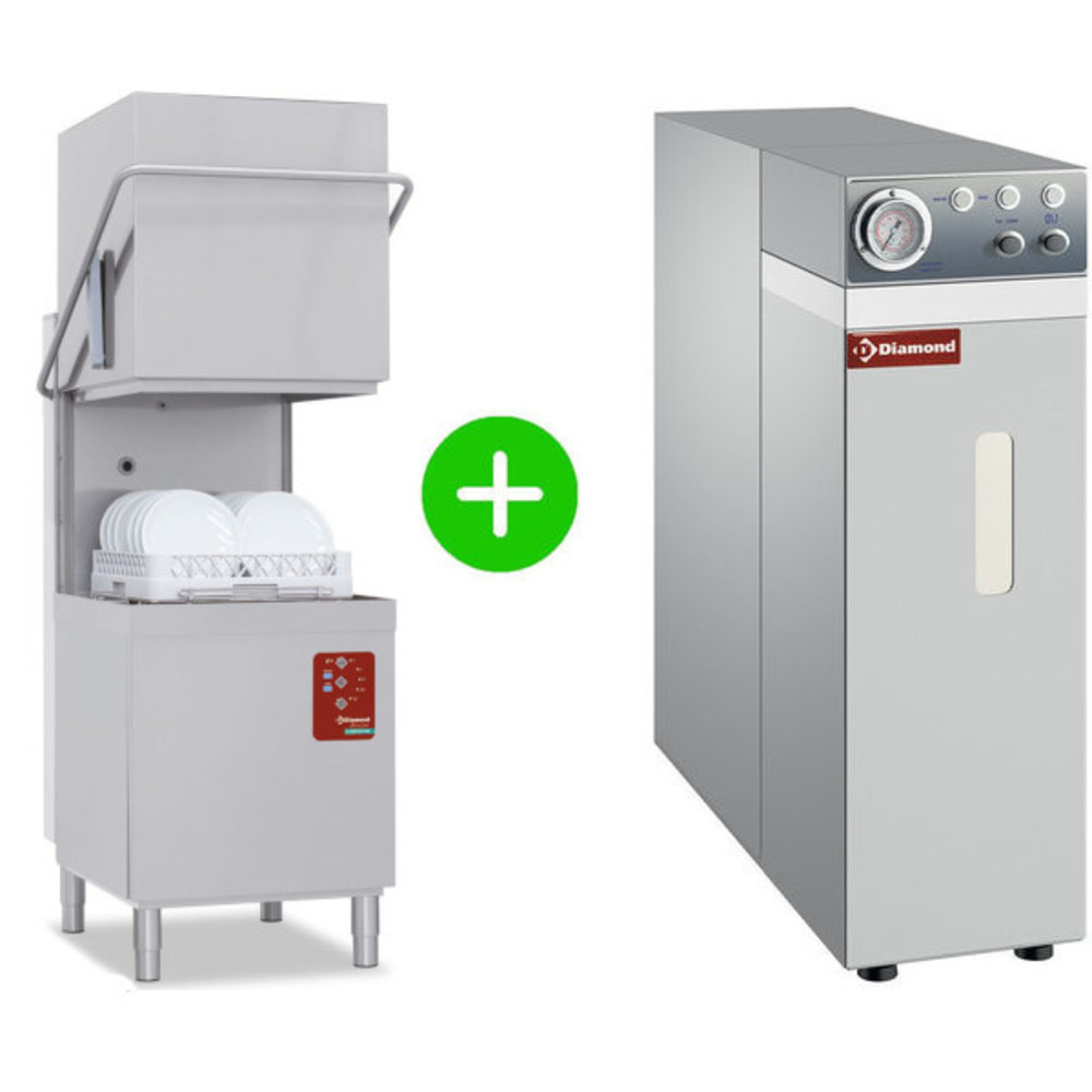 Diamond Glazenwasser + Osmose Unit | Ontsmetting | Mand 400x400 | Afvoerpomp | Naglanspomp | 230v | 436x535x670(h)mm