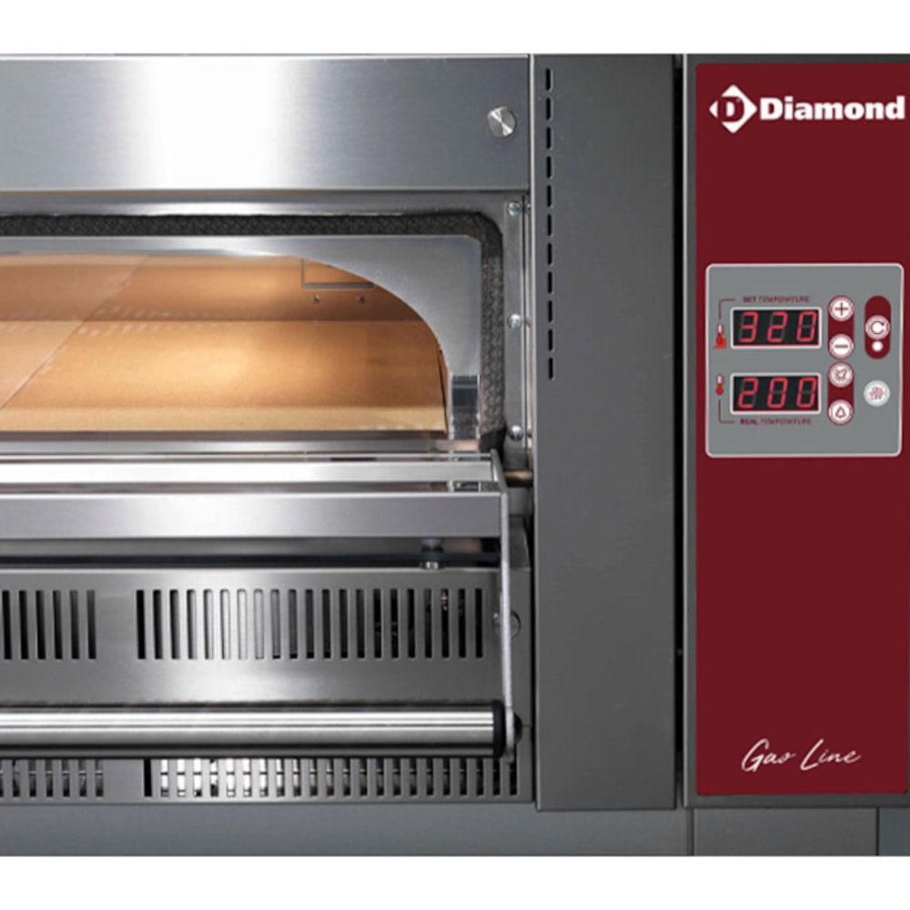 Diamond Pizzaoven | Gas | 4x ø350mm | 15kw | Stapelbaar | 1230x1120x760(h)mm