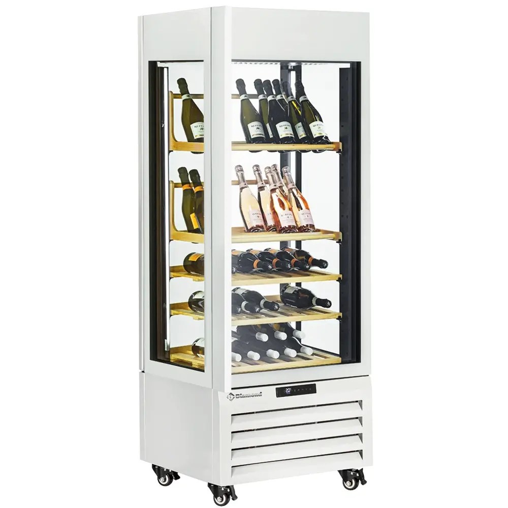 Diamond Wijnkoelvitrine | Exalta | Energiezuinig | 440l (66x 75cl) | Zwart | 1 Zone | 0°c/+10°c | Geforceerd | Wielen (geremd) | 700x650x1900(h)mm