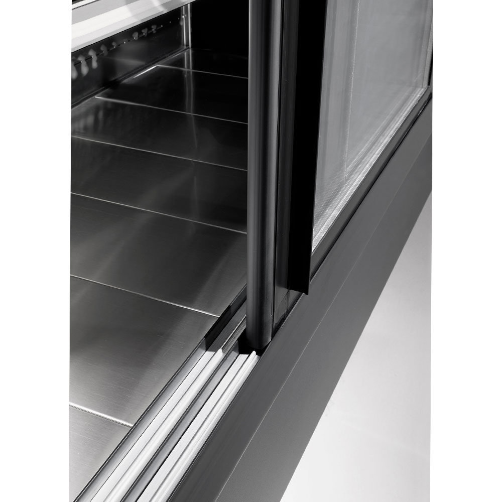 Diamond Wandkoeling | Padova | Zwart | +3°c/+6°c | Geforceerd | 4 Schappen | 1.15kw | Schuifdeuren | 1800x570x2000(h)mm