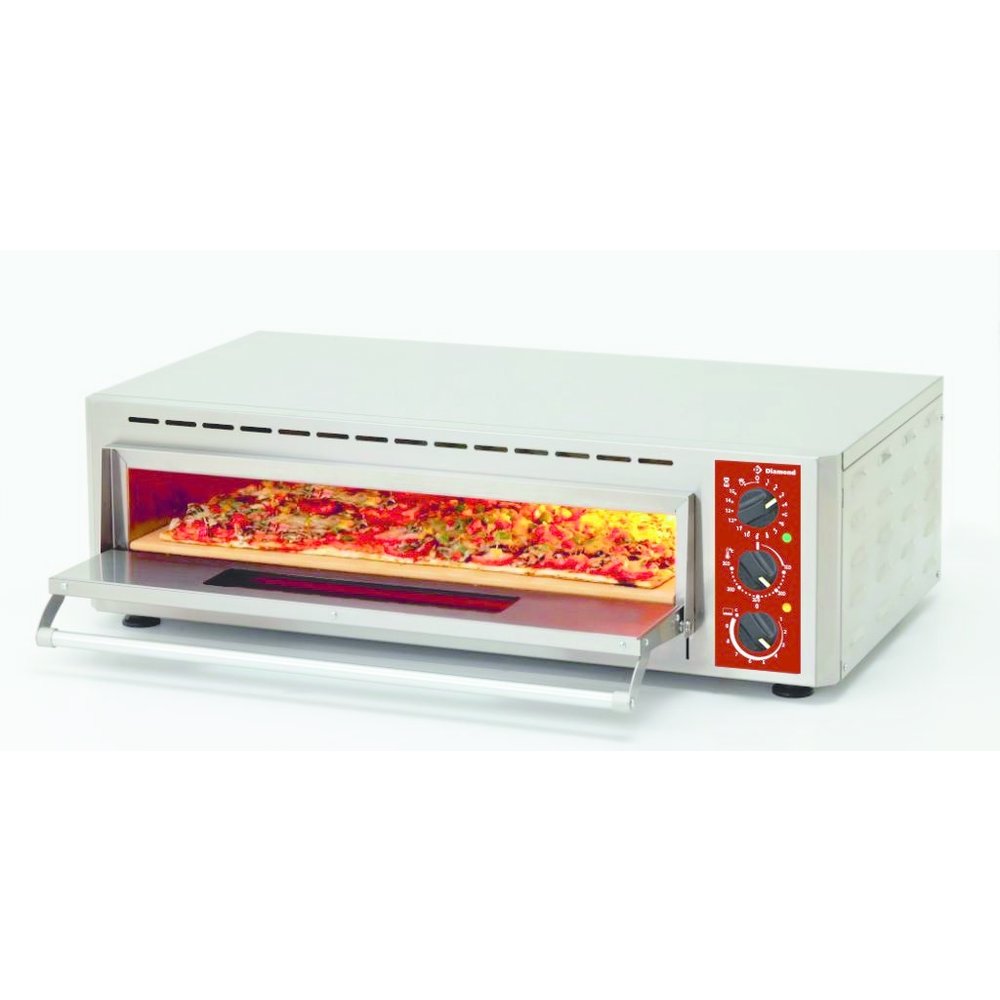 Diamond Pizza Oven Elektrisch | 1x2 33øcm of Platen 600x400mm | Met Vuurvaste Stenen | 5kw | 895x580x270(h)mm