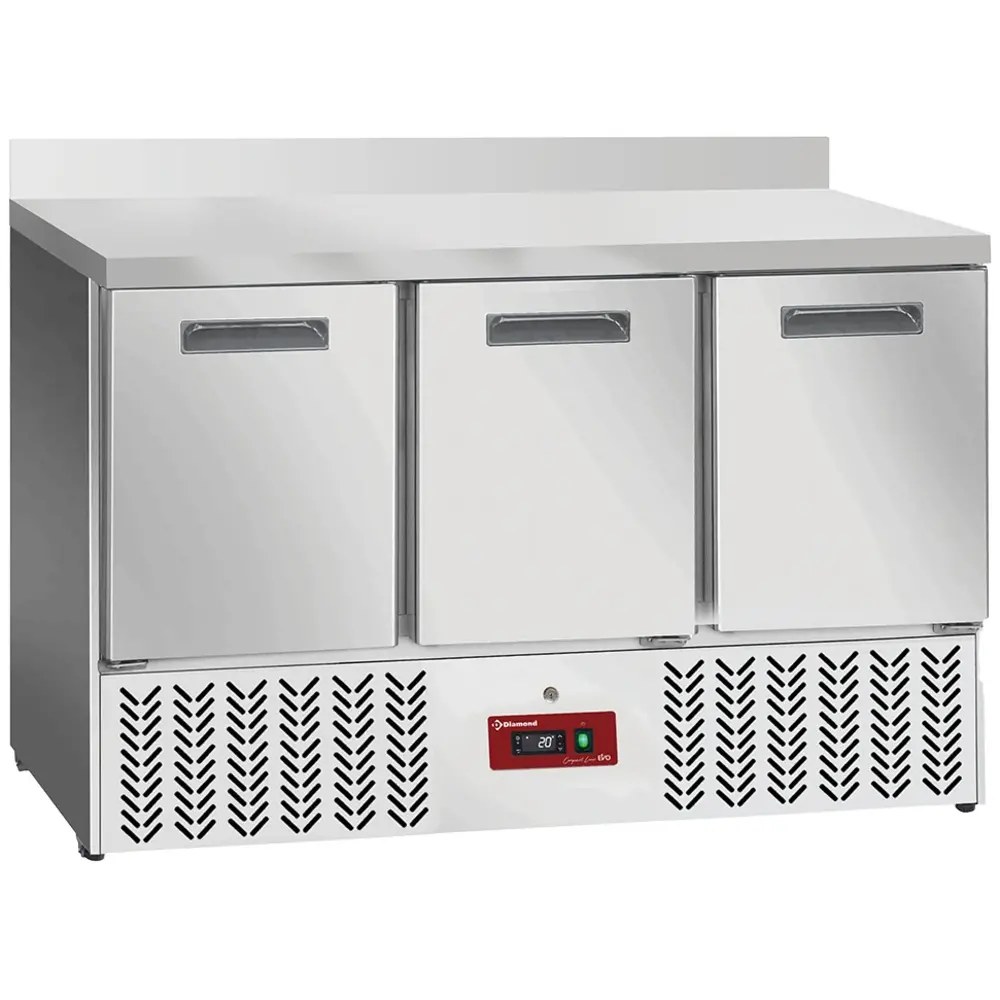 Diamond Vrieswerkbank | Compact Line Evo | 350l | 3 Deuren (1/1 Gn) | -10°c/-18°c | Statisch + Ventilator | Werkblad Afneembaar | Wielen (geremd) | 1365x700x880(h)mm