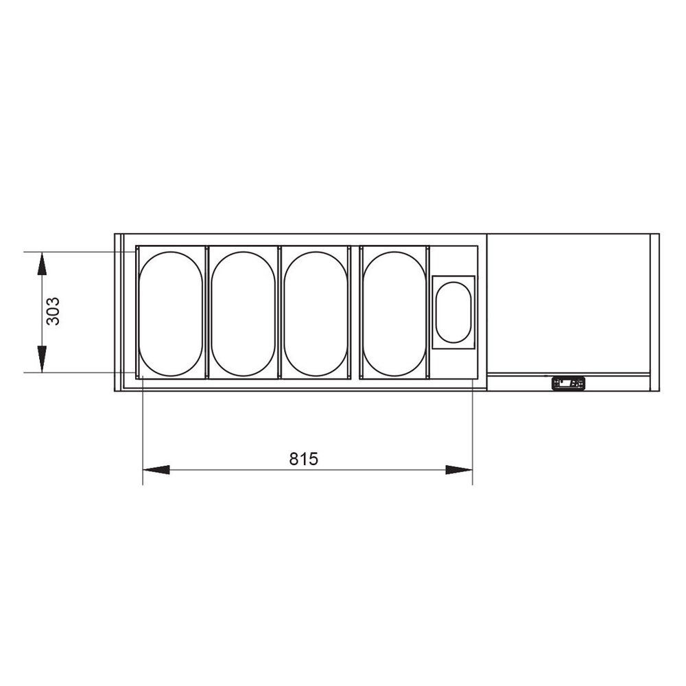 Diamond Opzetkoelvitrine | 5x 1/4 GN | 0°c/+8°c | 1330x324x387/401(h)mm