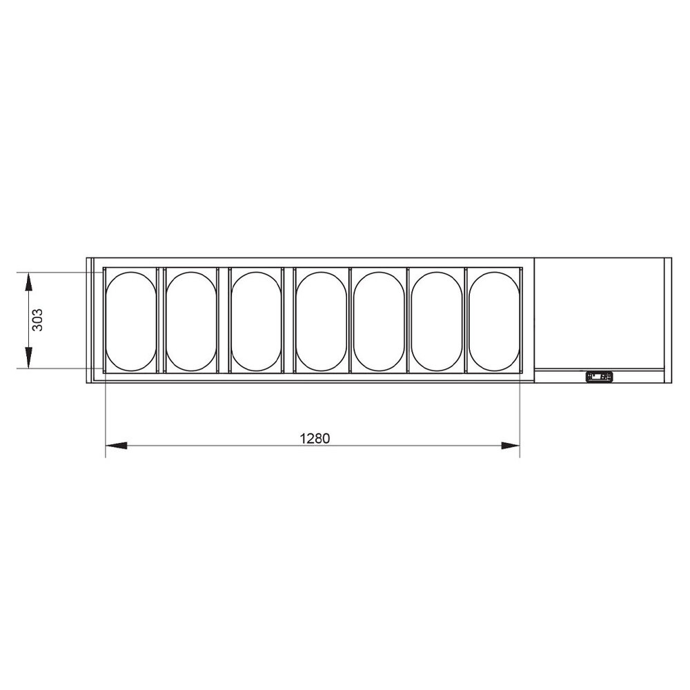 Diamond Opzetkoelvitrine | 8x 1/4 GN | 0°c/+8°c | 1795x324x387/401(h)mm