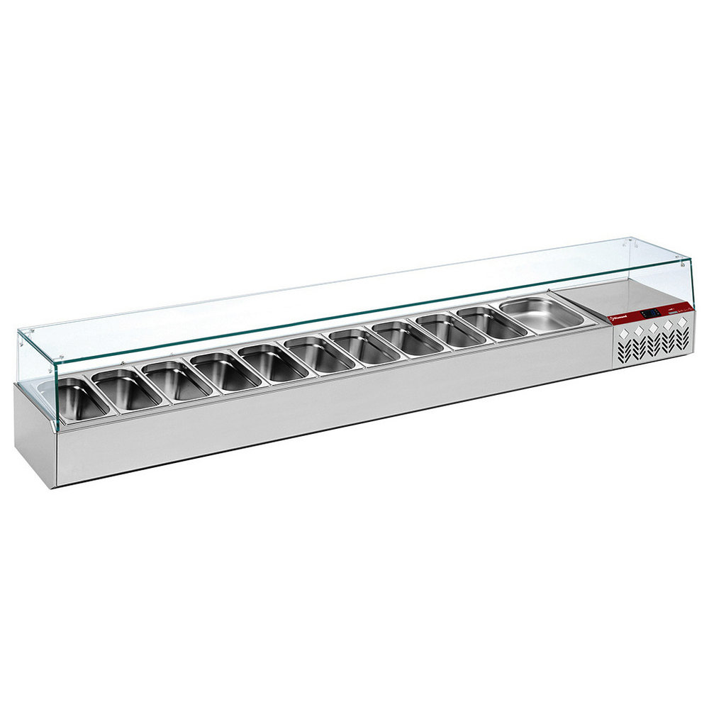 Diamond Opzetkoelvitrine | 12x 1/4 GN + 1x 1/9 GN | 0°c/+8°c | Statisch | 2560x324x401(h)mm