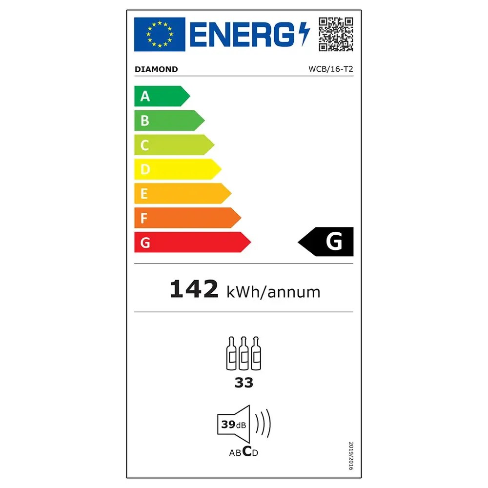 Diamond Wijnkoelkast | Millebolle Evo | 140l (33x 75cl) | Rvs/zwart | 2 Zones | +5°c/+18°c | Geforceerd | 493x635x840(h)mm