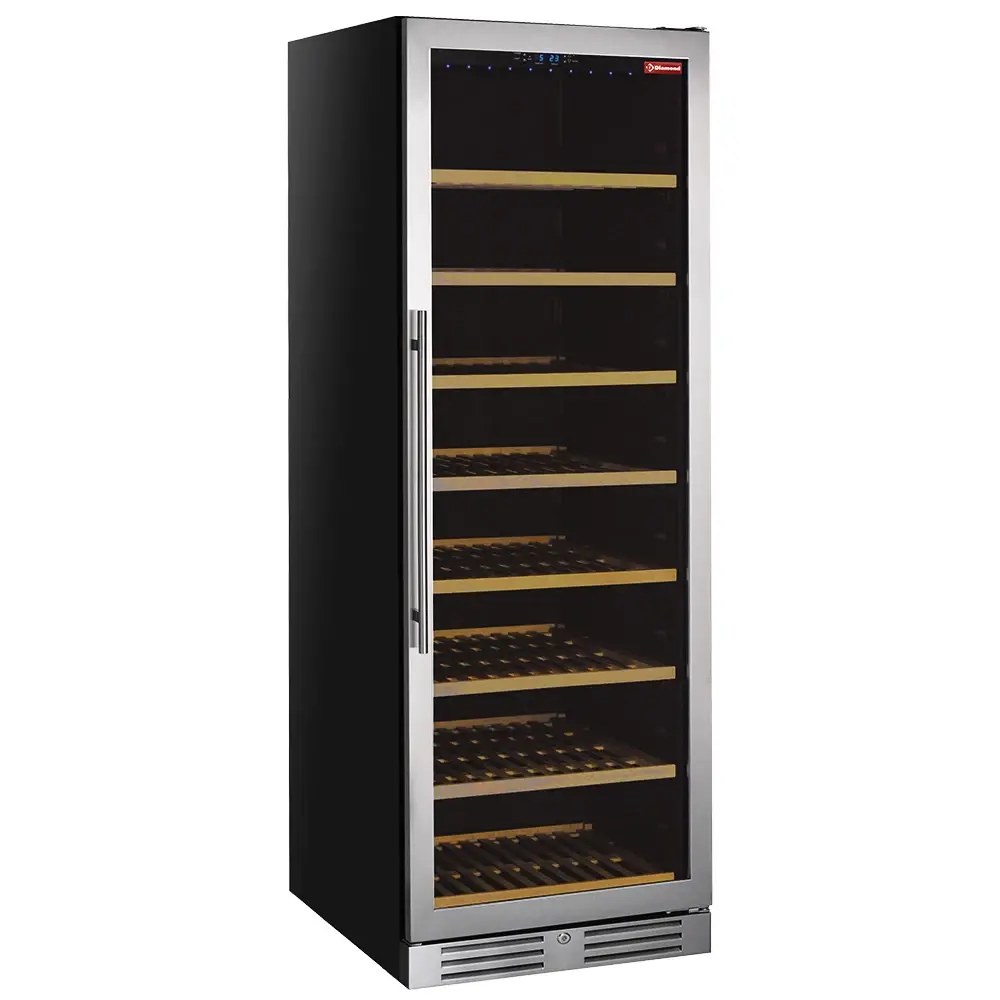 Diamond Wijnkoelkast | Millebolle Evo | 470l (165x 75cl) | Rvs/zwart | 1 Zone | +5°c/+18°c | Geforceerd | 595x720x1767(h)mm