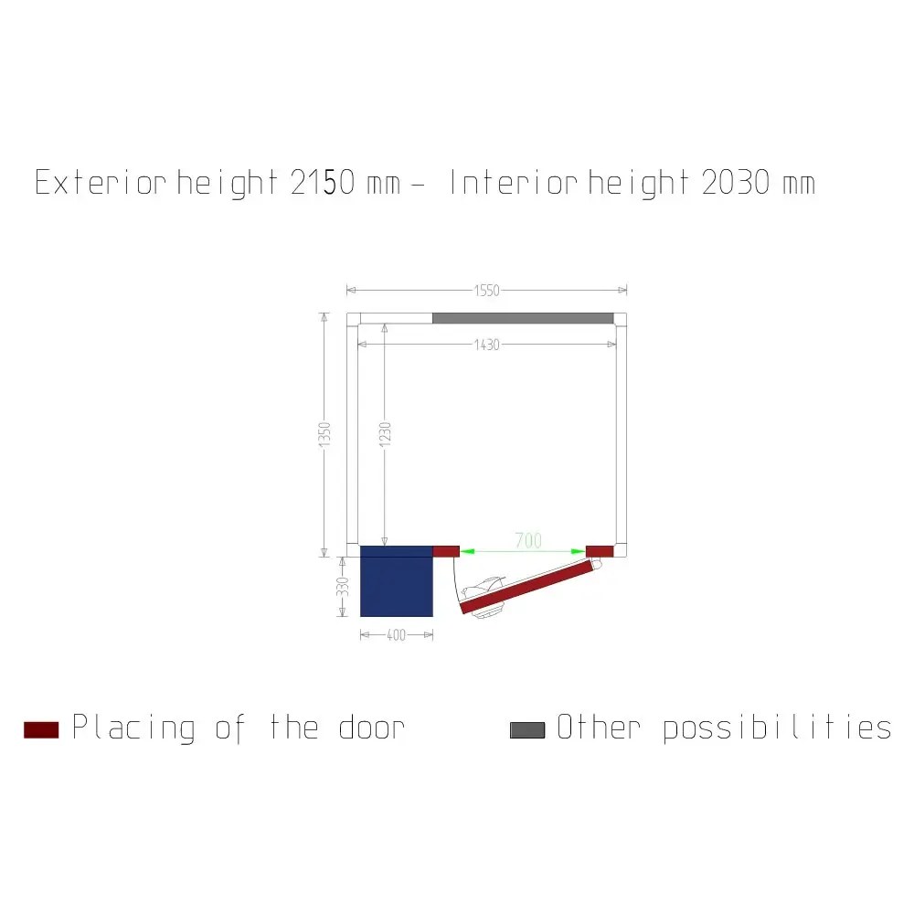 Diverso by Diamond Koelcel | Incl. Motor | 4.07m³ | -2°c/+8°c | Isolatie 60mm | 230v | 1550x1350x2150(h)mm
