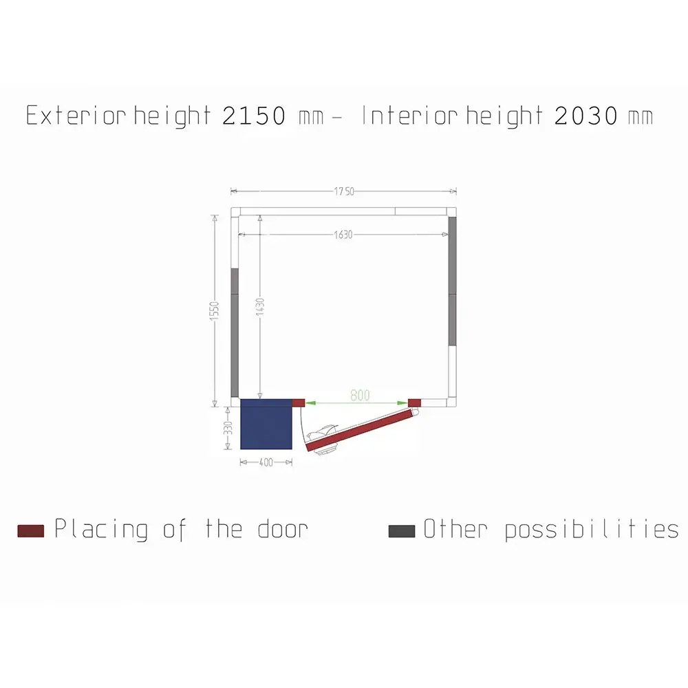 Diverso by Diamond Koelcel | Incl. Motor | 4.73m³ | -2°c/+8°c | Isolatie 60mm | 230v | 1750x1550x2150(h)mm