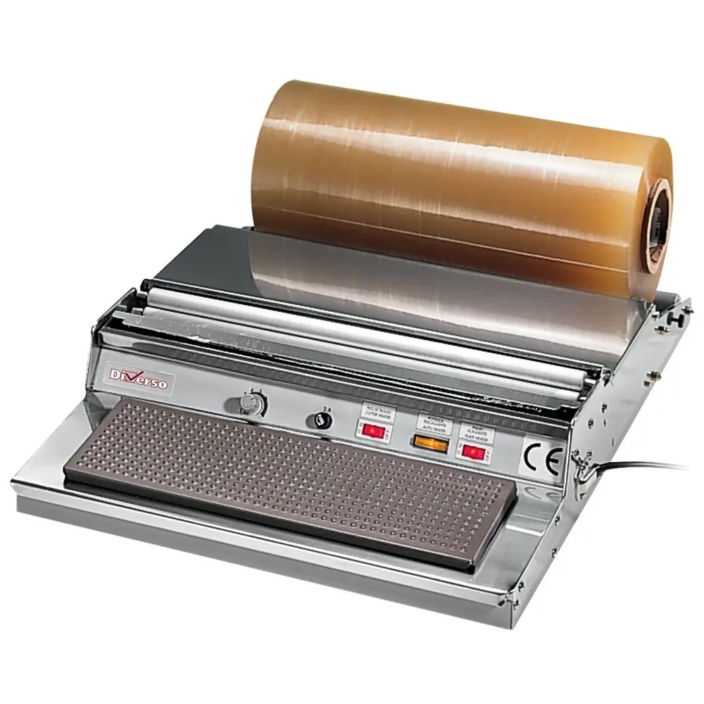 Diverso by Diamond Vershoudfolie-verpakkingsmachine | Elektrisch | Foliebreedte 400mm | Verwarmd Plateau | 0.65kw (230v) | 485x600x140(h)mm