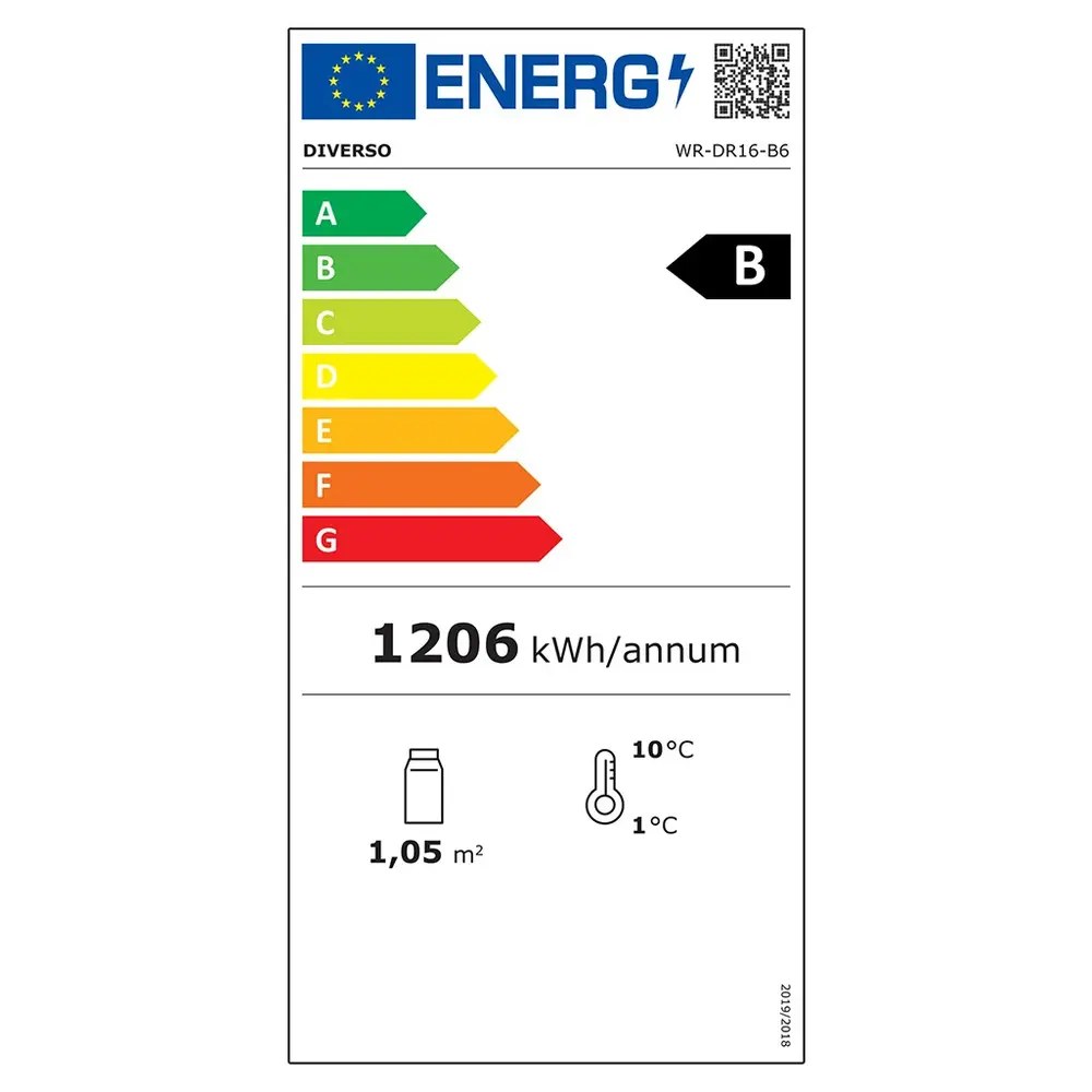Diverso by Diamond Koelvitrine | 160l | Rvs/zwart | +1°c/+12°c | Geforceerd | 3 Niveaus | 875x570x685(h)mm