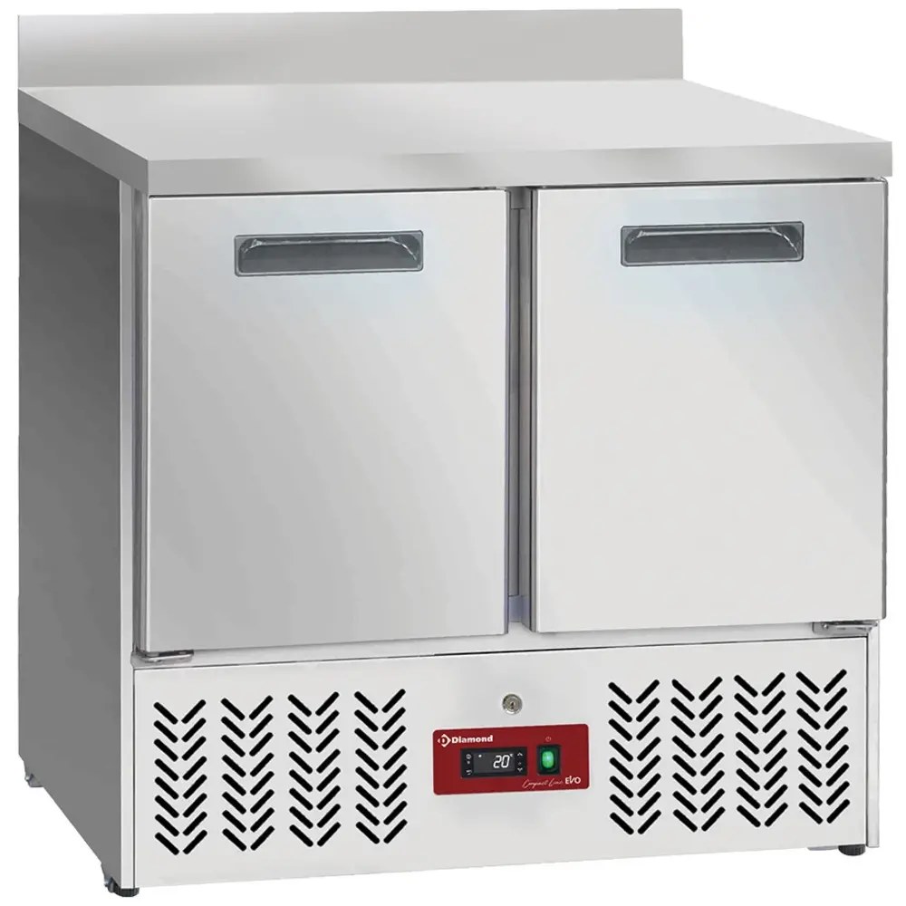 Diamond Vrieswerkbank | Compact Line Evo | 220l | 2 Deuren (1/1 Gn) | -10°c/-18°c | Statisch + Ventilator | Werkblad Afneembaar | Wielen (geremd) | 900x700x880(h)mm