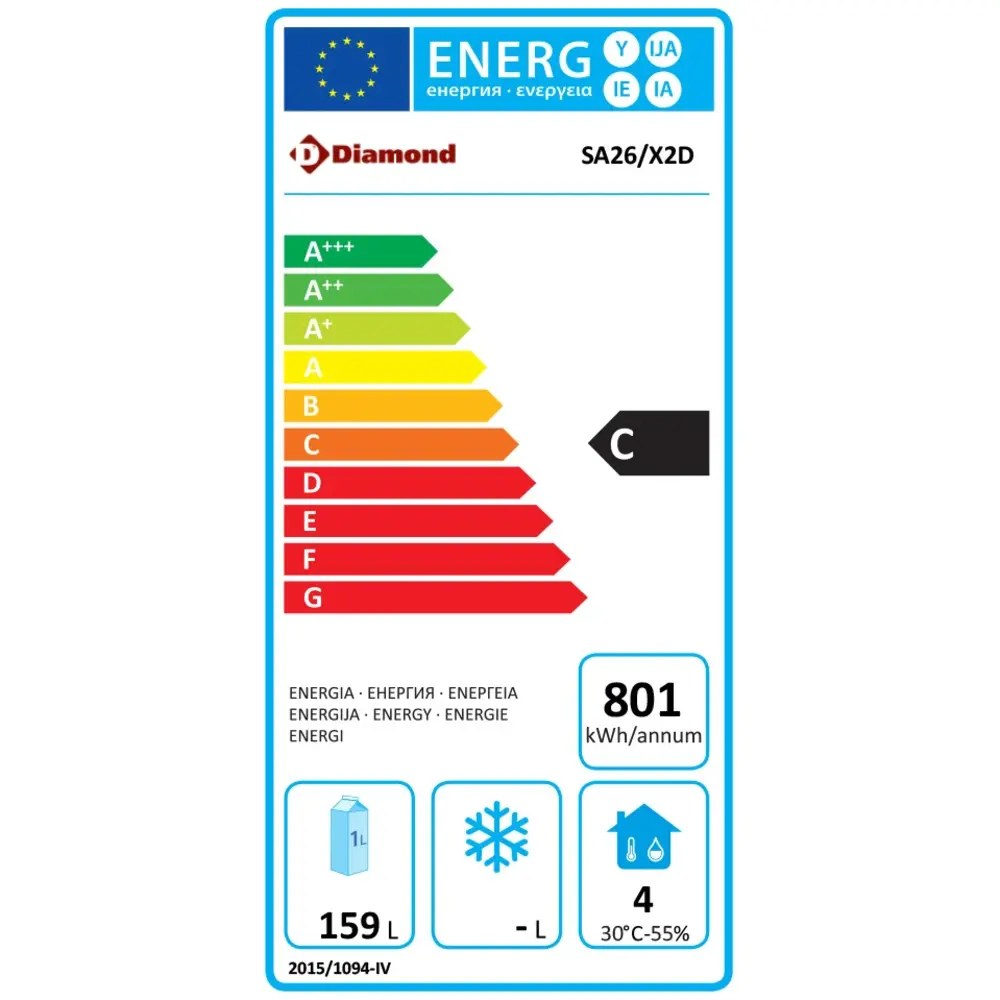 Diamond Vrieswerkbank | Compact Line Evo | 220l | 2 Deuren (1/1 Gn) | -10°c/-18°c | Statisch + Ventilator | Werkblad Afneembaar | Wielen (geremd) | 900x700x880(h)mm
