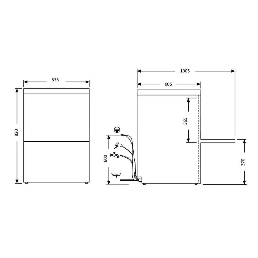 Diverso by Diamond Horeca Vaatwasser | Mand 500x500 | Afvoerpomp | Zeeppomp | Naglanspomp | 230v | 575x610x820(h)mm