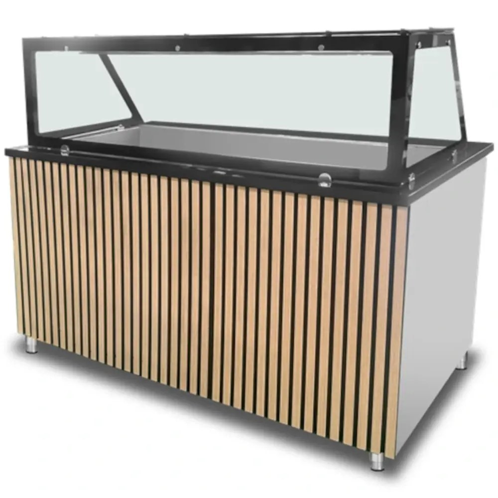 Unninox Bain-marie | Elektrisch | 4x 1/1 GN | 30°c/85°c | 3kw (230v) | Aftapkraan | Gesloten Onderkast | 1530x820x855(h)mm