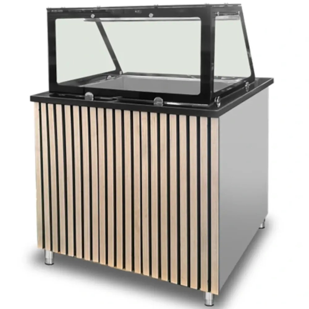 Unninox Bain-marie | Elektrisch | 2x 1/1 GN | 30°c/85°c | 2.4kw (230v) | Aftapkraan | Gesloten Onderkast | 830x820x855(h)mm