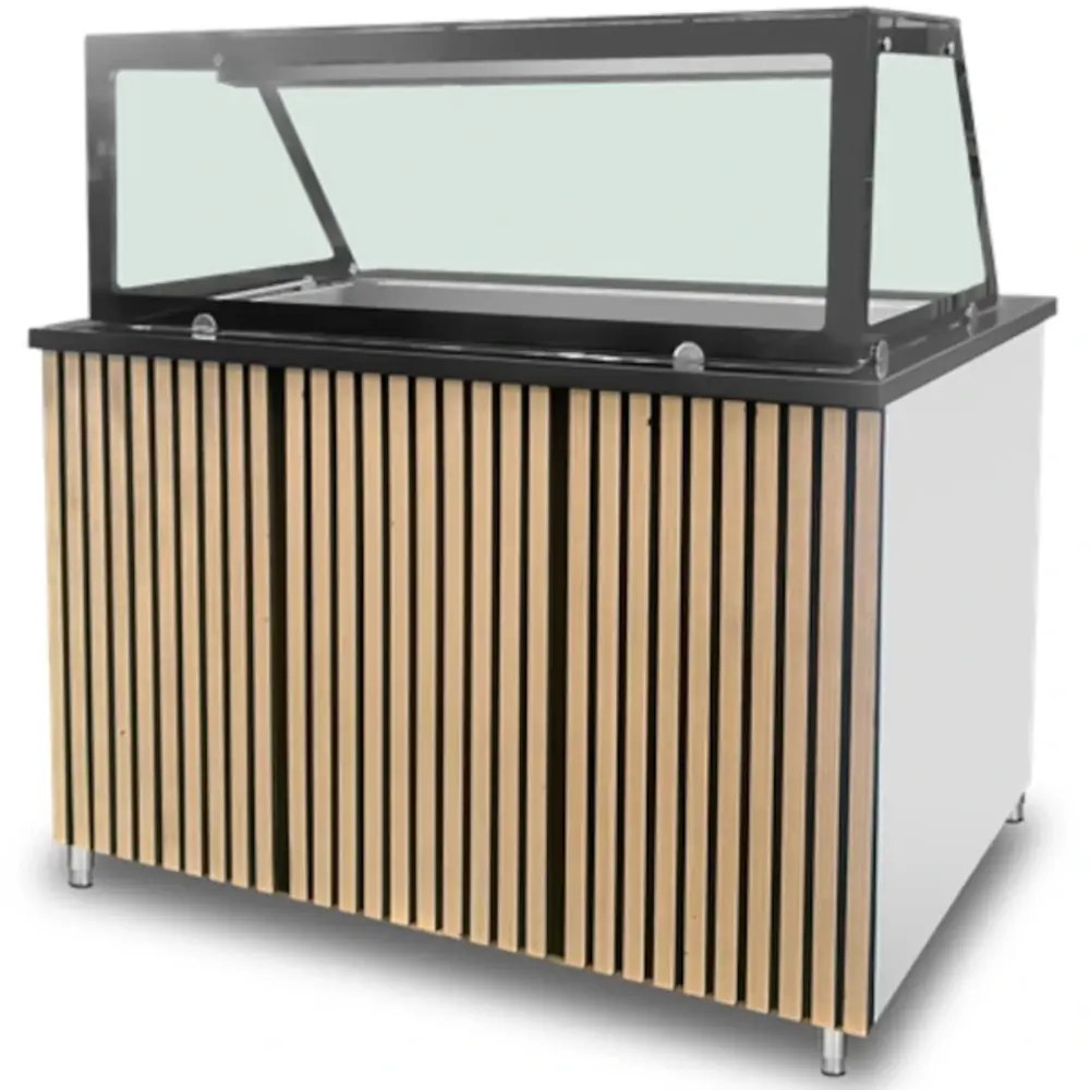 Unninox Bain-marie | Elektrisch | 2x 1/1 GN | 30°c/85°c | 2.4kw (230v) | Aftapkraan | Gesloten Onderkast | 830x820x855(h)mm