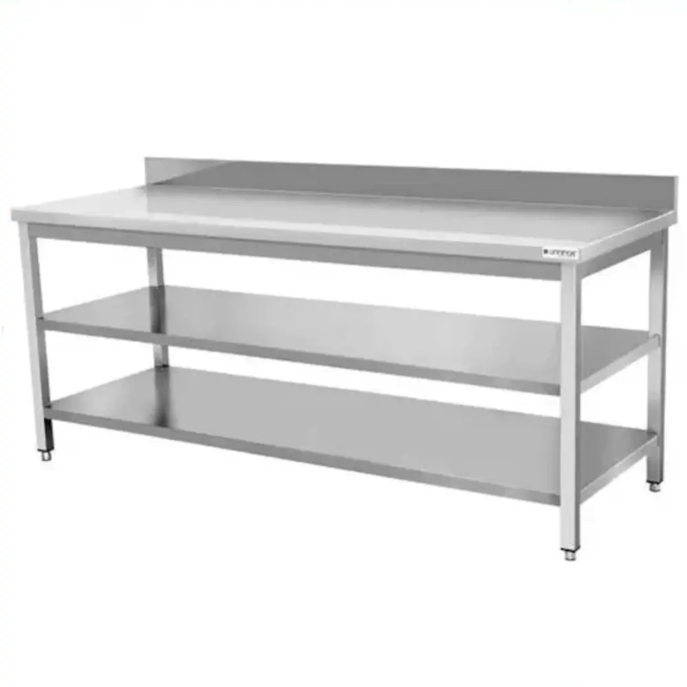 Unninox Werktafel | Eco | Rvs | Dubbel Bodemschap | Diepte 600 | Hoogte 850/950 | Breedte 600-2000 | Achteropstand | Zelfmontage