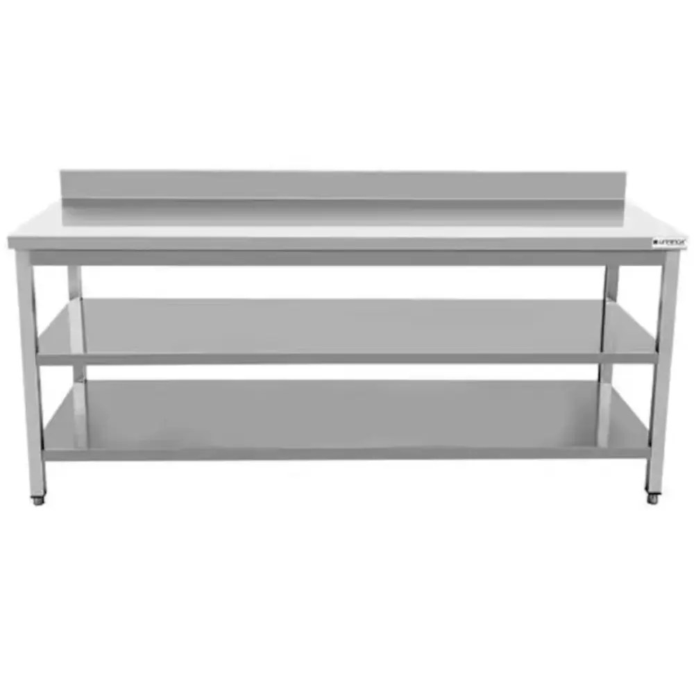 Unninox Werktafel | Eco | Rvs | Dubbel Bodemschap | Diepte 600 | Hoogte 850/950 | Breedte 600-2000 | Achteropstand | Zelfmontage