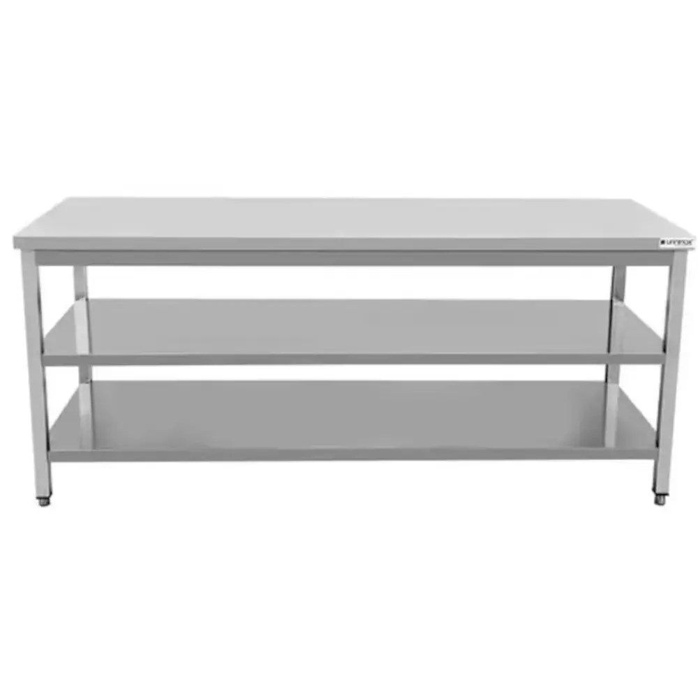 Unninox Werktafel | Rvs | Zelfmontage | Tussen-/bodemschap | Diepte 600mm | Hoogte 850/900mm | Breedte 700-2000mm