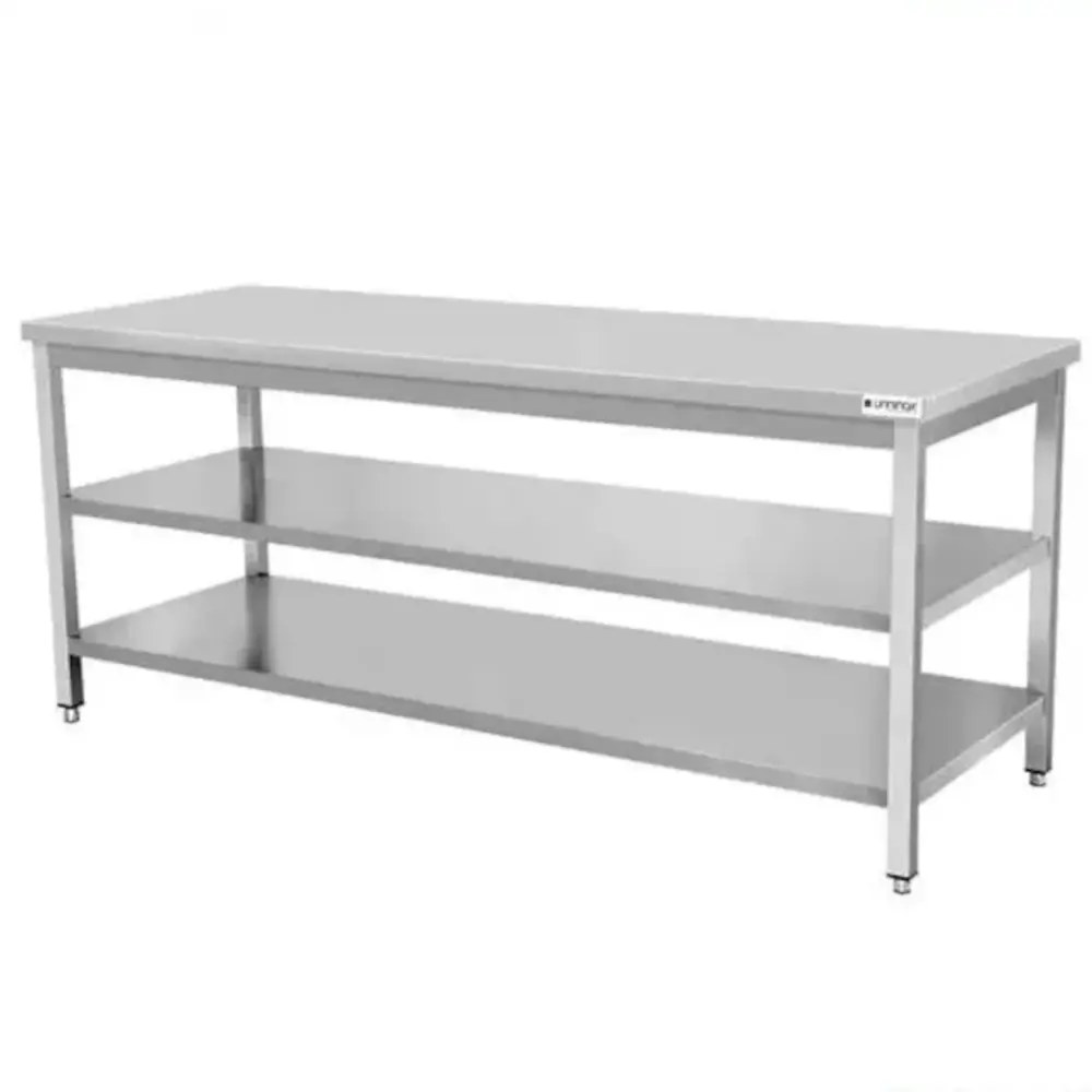 Unninox Werktafel | Rvs | Zelfmontage | Tussen-/bodemschap | Diepte 600mm | Hoogte 850/900mm | Breedte 700-2000mm