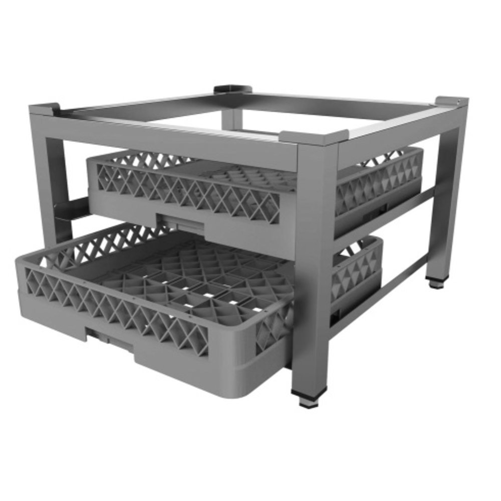 Unninox Rvs Onderstel Vaatwasser | Cap. 2x 500x500mm Korf | 610x610x400(h)mm