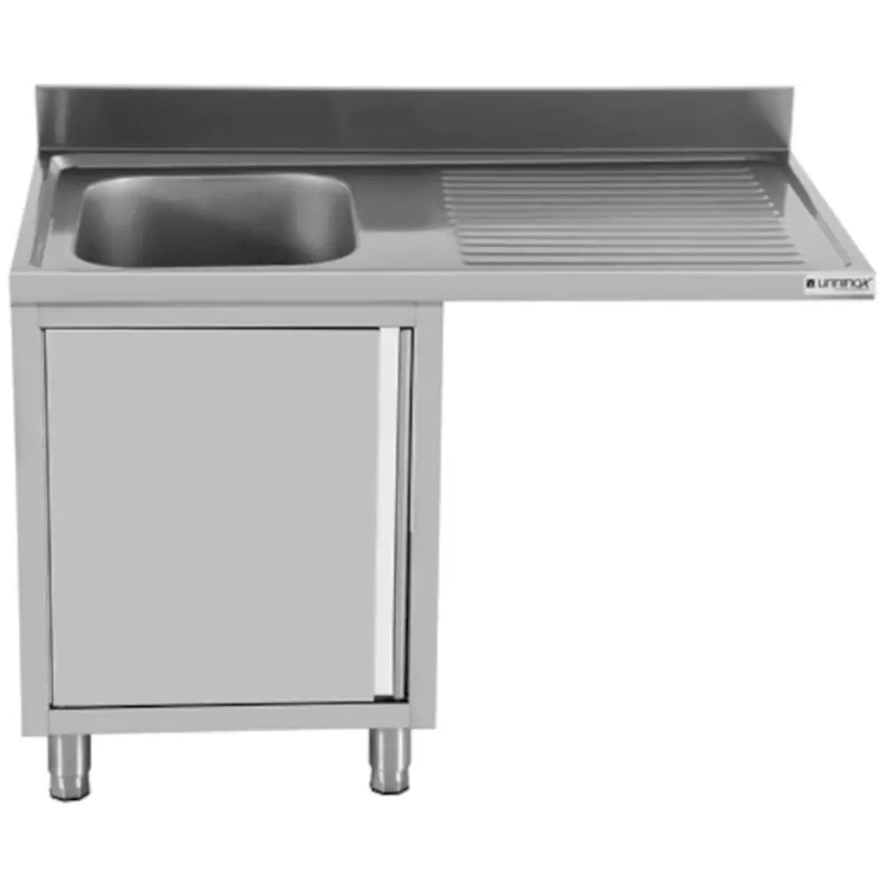 Unninox Spoelwerktafel | Rvs | Rechts 1 Spoelbak + Bodemschap | Zelfmontage | Achteropstand | 1400x700x850(h)mm