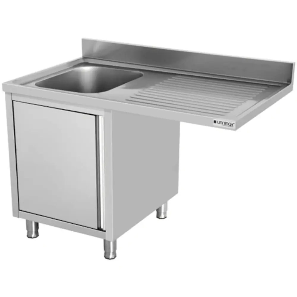 Unninox Spoelwerktafel | Rvs | Rechts 1 Spoelbak + Bodemschap | Zelfmontage | Achteropstand | 1400x700x850(h)mm
