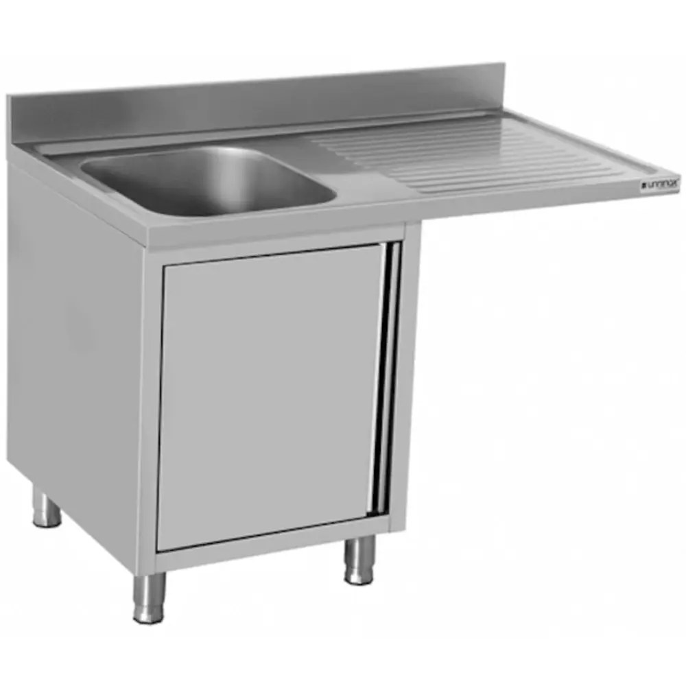 Unninox Spoelwerktafel | Rvs | Rechts 1 Spoelbak + Bodemschap | Zelfmontage | Met Achteropstand | 1200x700x850(h)mm