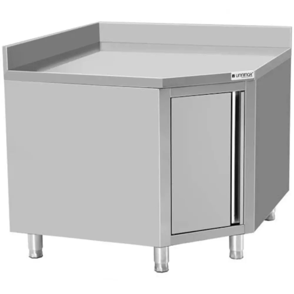 Unninox Rvs Hoekwerkkast Met Deur Voor 60cm Tafel | 1000x1000x850/900(h)mm