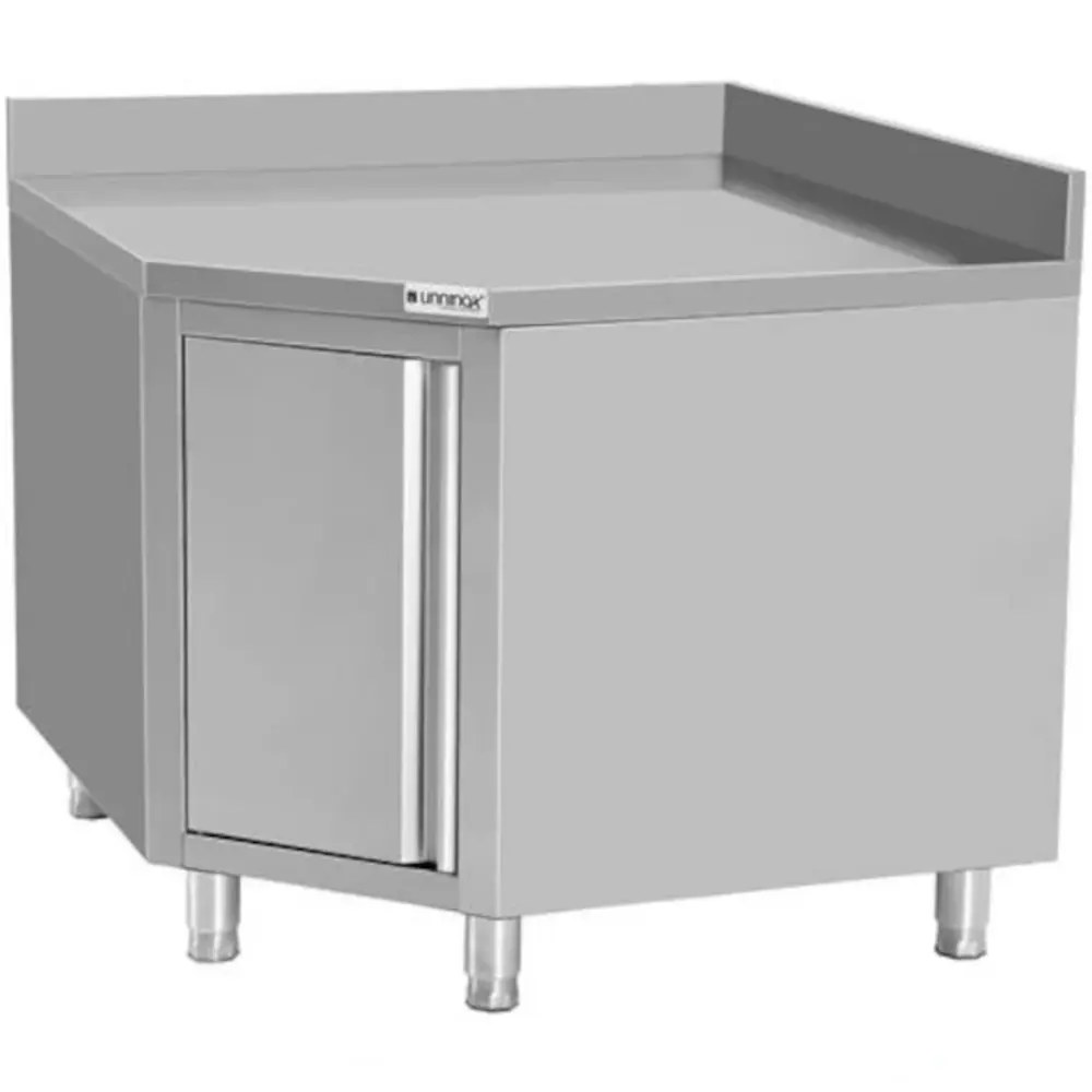 Unninox Rvs Hoekwerkkast Met Deur Voor 60cm Tafel | 1000x1000x850/900(h)mm