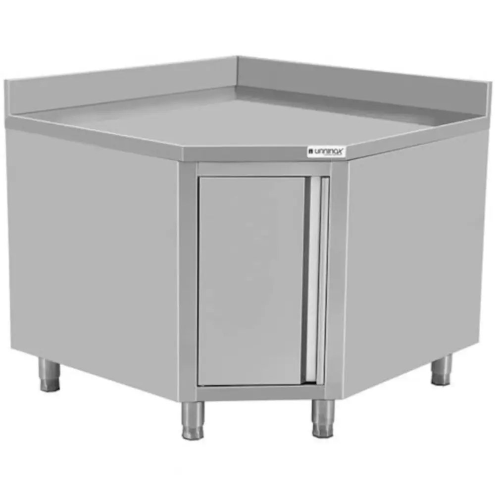 Unninox Rvs Hoekwerkkast Met Deur Voor 60cm Tafel | 1000x1000x850/900(h)mm